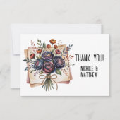 Elegante Navy Roos en Coral Wedding Bedankkaart (Voorkant)