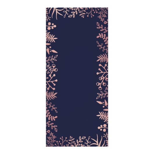 Elegante Navy & Roos Gold Floral Wedding Menu (Achterkant)
