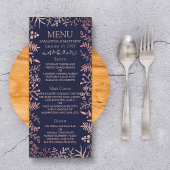 Elegante Navy & Roos Gold Floral Wedding Menu