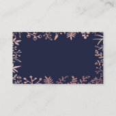 Elegante Navy & Rose Goud Bloemige Trouwcollectie Informatiekaartje (Achterkant)