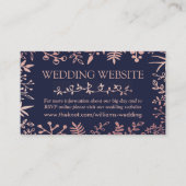 Elegante Navy & Rose Goud Bloemige Trouwcollectie Informatiekaartje (Voorkant)