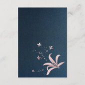 Elegante navy & roze bloemen navy bladeren details informatiekaartje (Achterkant)