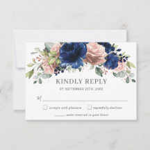 Elegante Navy Roze Goud Blush Bloemige Trouwdag