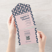 Elegante Navy & Roze Roze All In One Uitnodiging (Afscheurbaar)