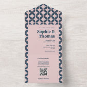 Elegante Navy & Roze Roze All In One Uitnodiging (Binnen)