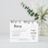 Elegante Navy Roze Trouw Uitnodiging (Staand voorkant)