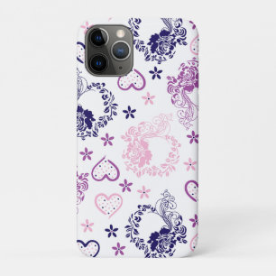 Elegante Navy Rozenkrans & Roze Harten iPad Hoes