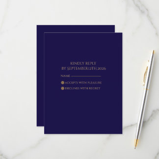 Elegante Navy RSVP kaart