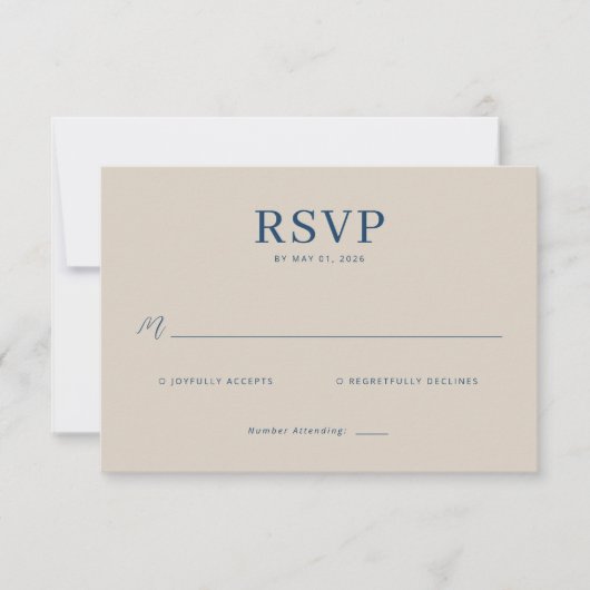 Elegante Navy RSVP-kaart RSVP Kaartje (Voorkant)