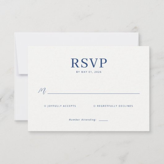 Elegante Navy RSVP-kaart RSVP Kaartje (Voorkant)