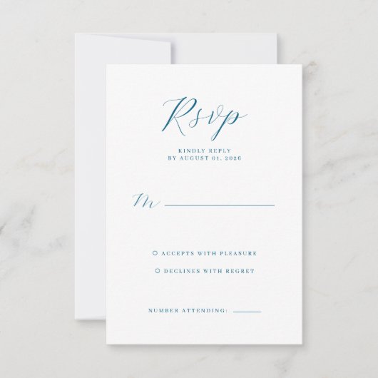 Elegante Navy RSVP-kaart RSVP Kaartje (Voorkant)