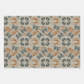 Elegante Navy Rust Art Nouveau  Bloemen Inpakpapier Vel (Voorkant)