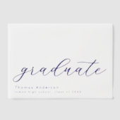 Elegante Navy Script Custom Afstuderen Overlay Vellum Uitnodigingen (Voorkant)