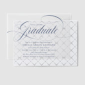 Elegante Navy Script Graduation Party Vellum Uitnodigingen (Offset (Uitnodiging))