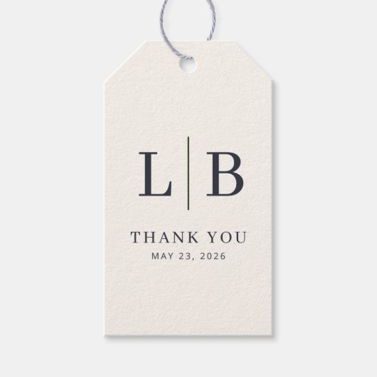 Elegante Navy Serif Trouwcadeautag Cadeaulabel (Voorkant)