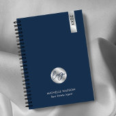 Elegante Navy & Silvee Custom Business Logo 2025 Planner