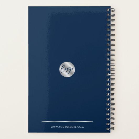 Elegante Navy & Silvee Custom Business Logo 2025 Planner (Achterkant)