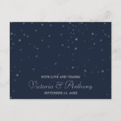 Elegante Navy & Silver Falling Stars Bruiloft Beda Briefkaart (Voorkant)