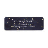 Elegante Navy Sky en Gold Stars retouradres Etiket (Voorkant)