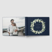 Elegante Navy Snowberry + Eucalyptus krans bruilof Gastenboek (Volledig)