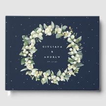 Elegante Navy Snowberry + Eucalyptus krans bruilof