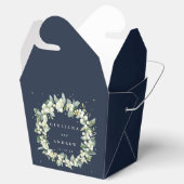 Elegante Navy Snowberry + Eucalyptus Winter Bruilo Bedankdoosjes (Geopend)