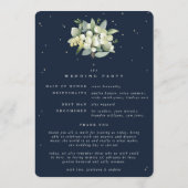 Elegante Navy Snowberry + Eucalyptus Winter Bruilo Programmakaart (Achterkant)