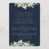 Elegante Navy Snowberry + Eucalyptus Winter Bruilo Programmakaart (Voorkant)