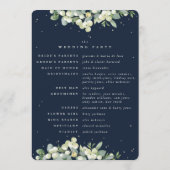 Elegante Navy Snowberry + Eucalyptus Winter Bruilo Programmakaart (Achterkant)