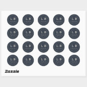 Elegante Navy Stippen Cirkel Ronde Sticker (Vel)