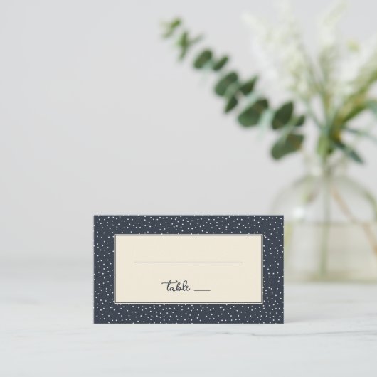 Elegante Navy Stippen Plaatskaartje (Staand voorkant)