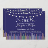 Elegante Navy Stock De Bar Verloving Uitnodiging (Voorkant / Achterkant)