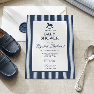 Elegante Navy Strepen Schommelend Paard Jongens Ba Kaart