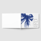 Elegante Navy Strik Dasje Script Sweet 16 Gastenboek (Volledig)