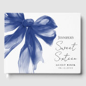 Elegante Navy Strik Dasje Script Sweet 16 Gastenboek (Voorkant)