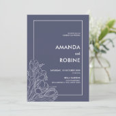 Elegante Navy Tulp Huwelijksuitnodiging Kaart (Staand voorkant)