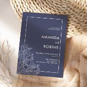 Elegante Navy Tulp Huwelijksuitnodiging Kaart