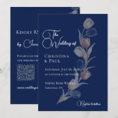 Elegante Navy Tulp Trouw Uitnodiging (Voorkant / Achterkant)