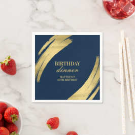 Elegante Navy verjaardagsdiner Gold Foil Paper Bor Servet