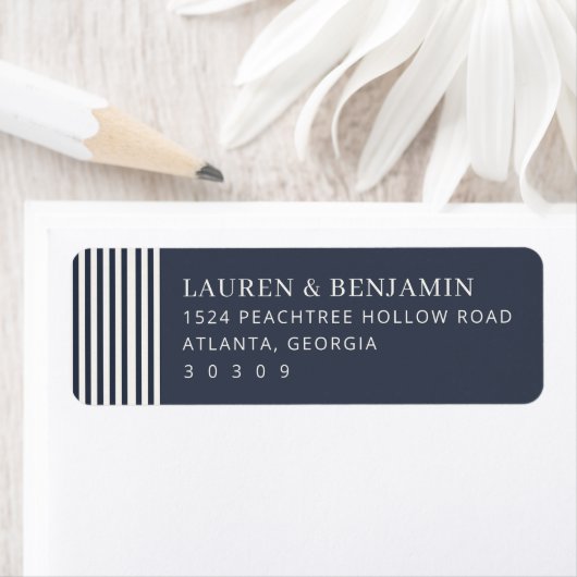 Elegante Navy Verticale Strepen Etiket (Insitu)