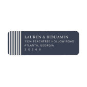 Elegante Navy Verticale Strepen Etiket (Voorkant)