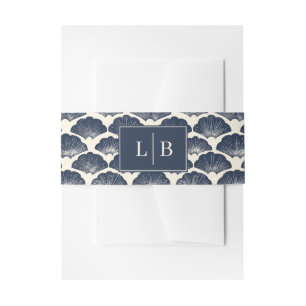 Elegante Navy Vintage Schelp Motief Uitnodigingen Wikkel