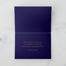 Elegante Navy Vouw Thank You Kaart