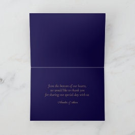 Elegante Navy Vouw Thank You Kaart