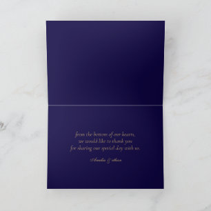 Elegante Navy Vouw Thank You Kaart