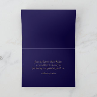 Elegante Navy Vouw Thank You Kaart