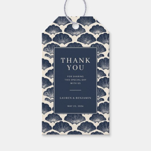 Elegante Navy Waaiers Bewegingen Cadeaulabel (Voorkant)