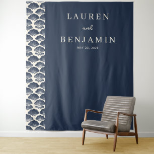 Elegante Navy Waaiers Bewegingen Wandkleed