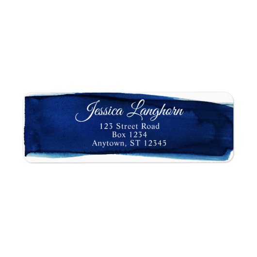 Elegante Navy Waterverf Adreslabels Etiket (Voorkant)