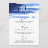 Elegante Navy Waterverf bruiloft receptie Menu (Voorkant)